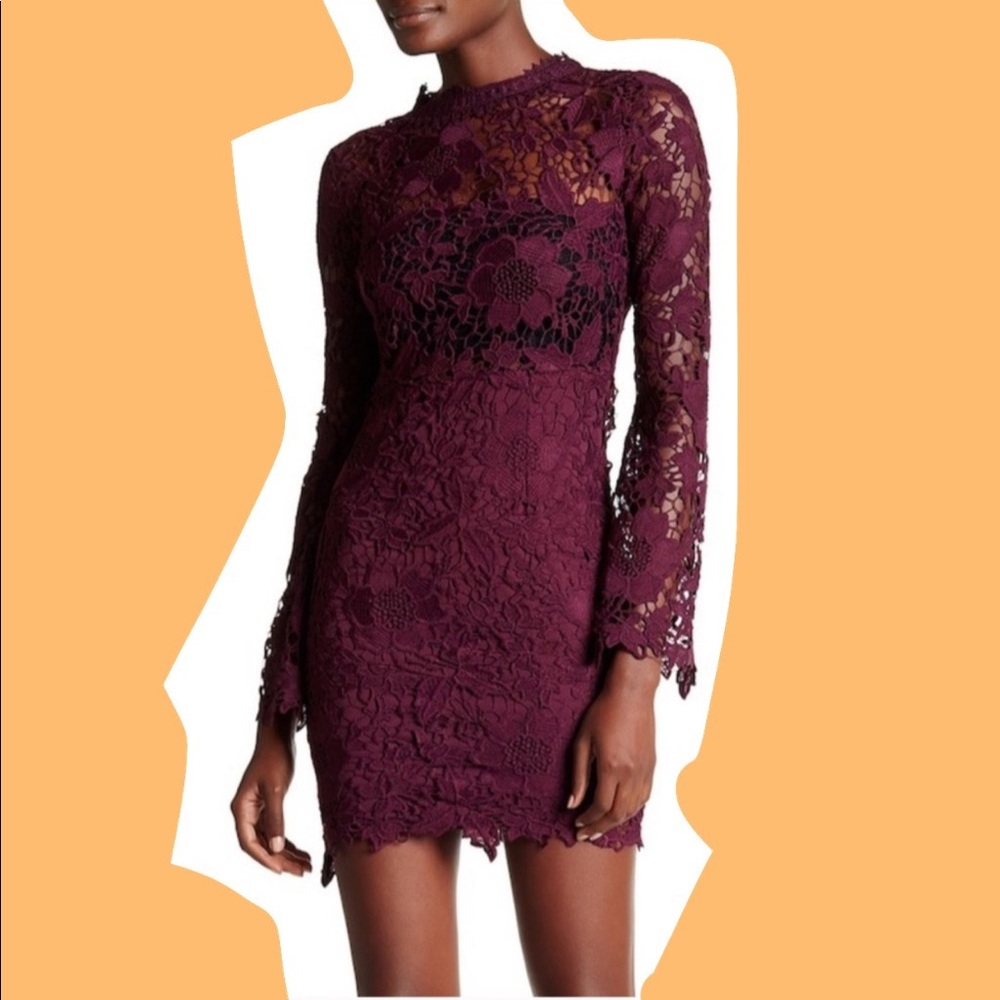 L'Atiste Maroon Burgundy Crochet Dress Large